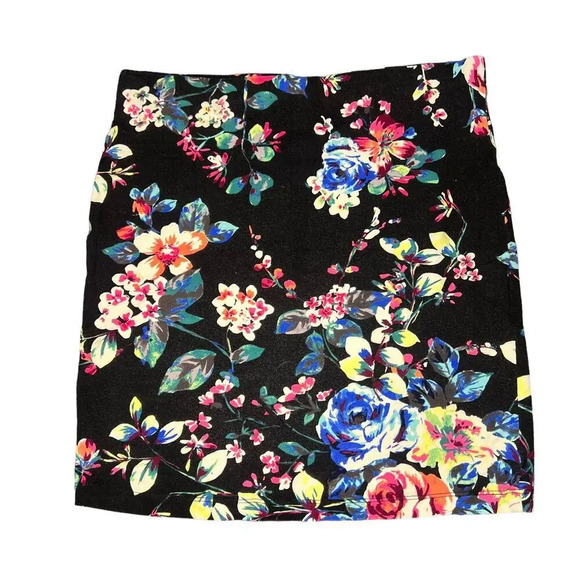 Express Women's‎ Small Multicolor Floral Print Elastic Waist Pull-On Mini Skirt - Picture 3 of 3